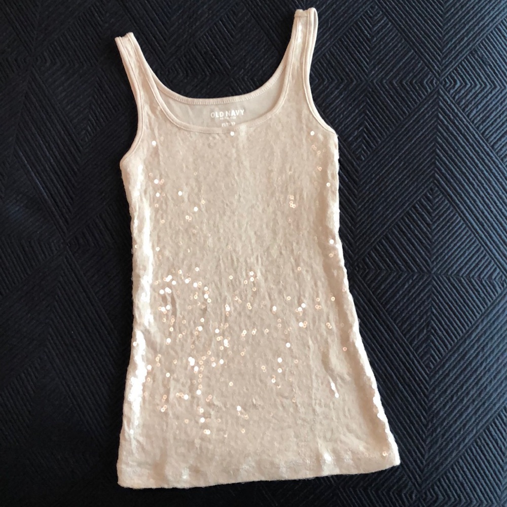 Old Navy Women’s Tank Top Rib With Clear Sequins